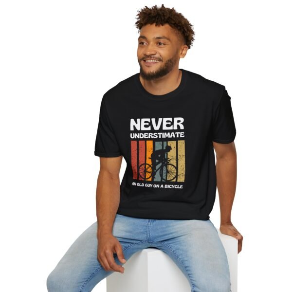 7598199407274630731_2048.jpeg Never Underestimate Vintage Biker T-Shirt - Funny Cycling Tee for Men
