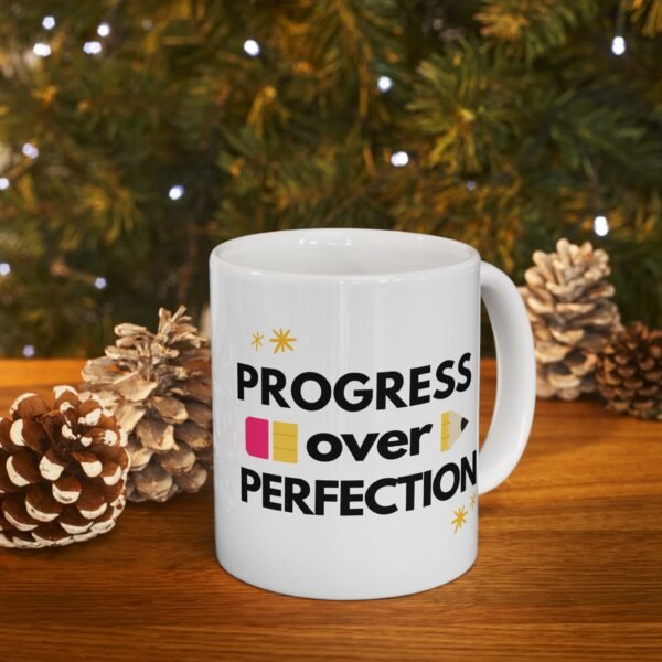 Mug - Progress Over Perfection, Teacher Coffee Cup Gift