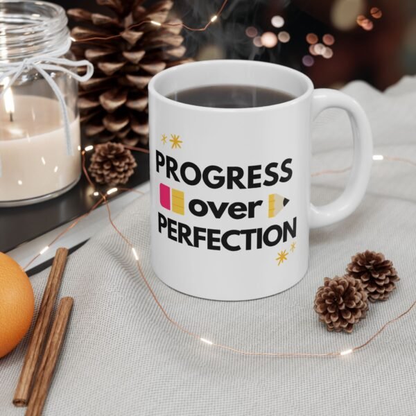 Mug - Progress Over Perfection, Teacher Coffee Cup Gift