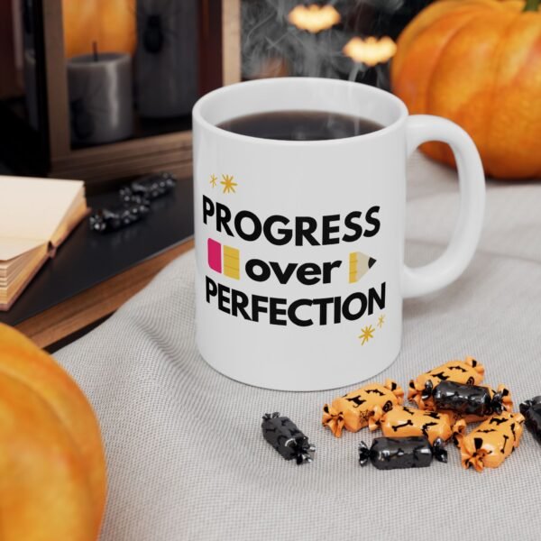 Mug - Progress Over Perfection, Teacher Coffee Cup Gift