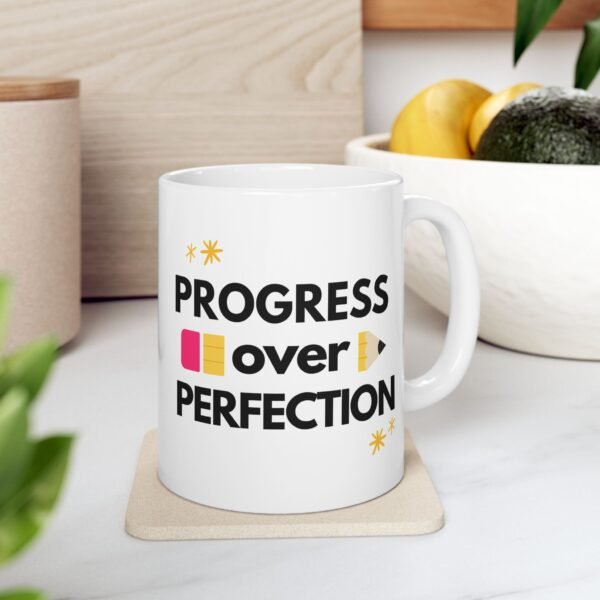 Mug - Progress Over Perfection, Teacher Coffee Cup Gift