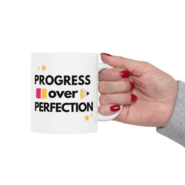 Mug - Progress Over Perfection, Teacher Coffee Cup Gift