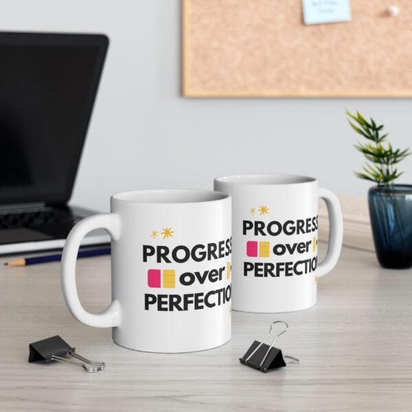 Mug - Progress Over Perfection, Teacher Coffee Cup Gift